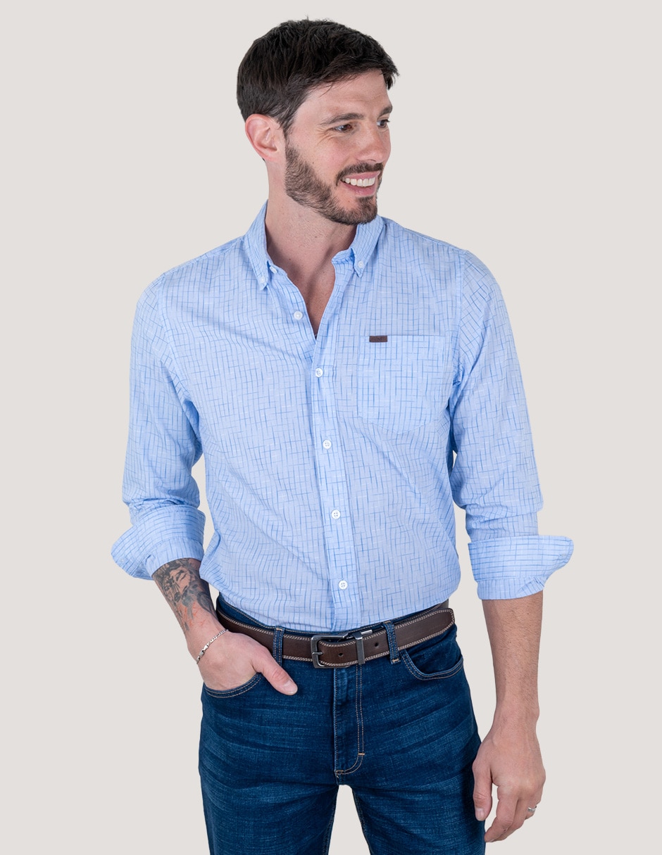 Camisa casual de algodón manga larga para hombre Camisa casual de algodón manga larga para hombre