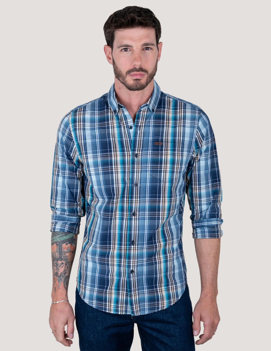 Camisa casual de algodón manga larga para hombre Camisa casual de algodón manga larga para hombre
