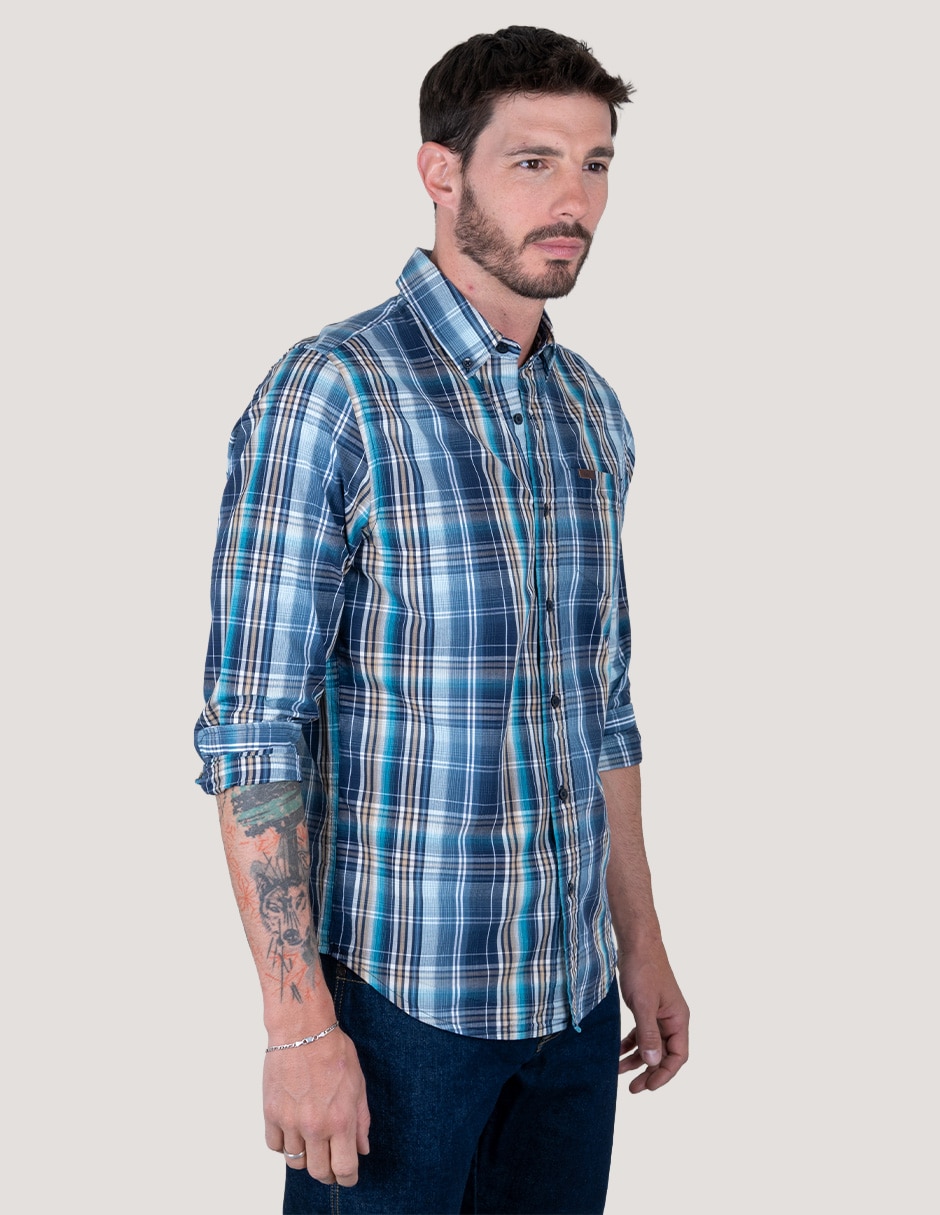 Camisa casual de algodón manga larga para hombre 2
