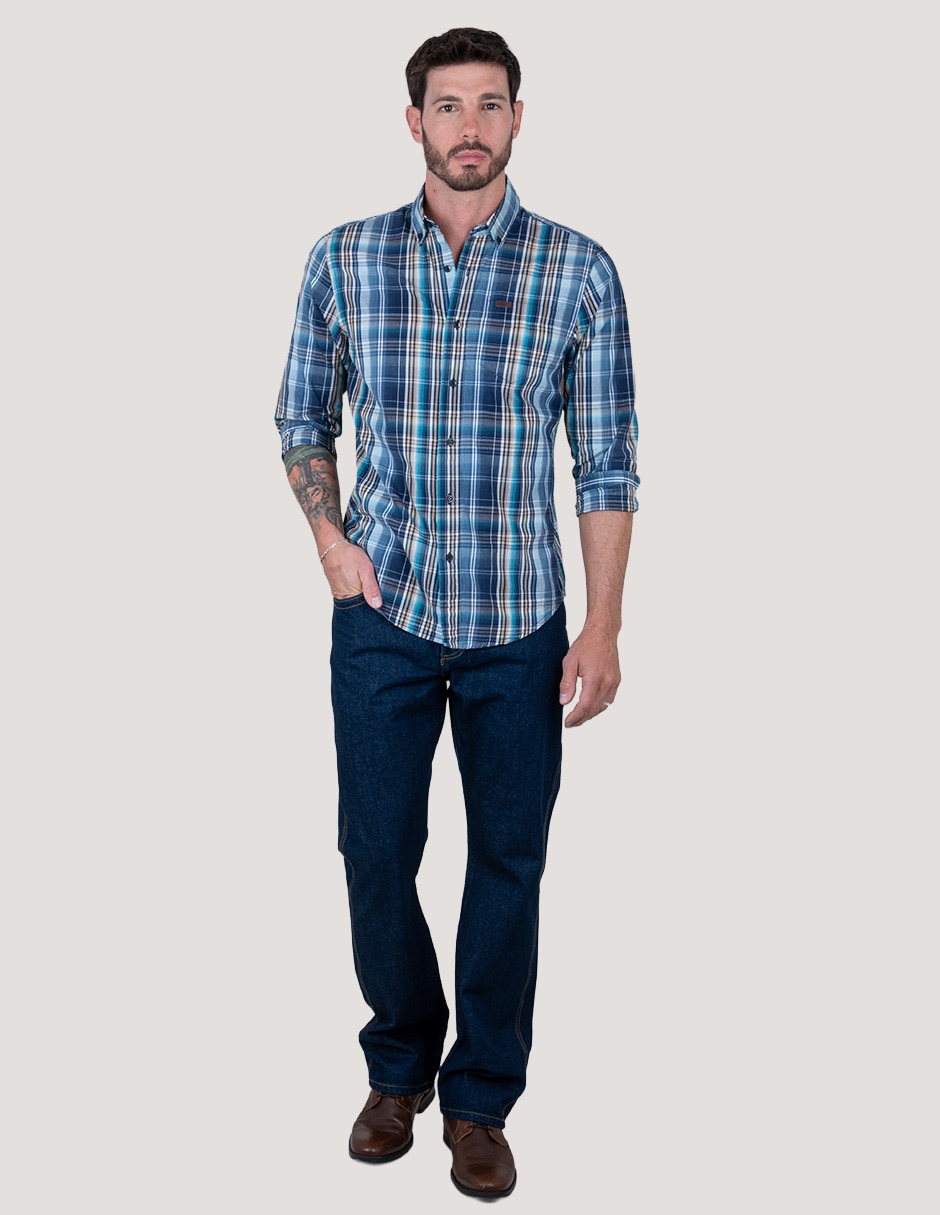 Camisa casual de algodón manga larga para hombre 4
