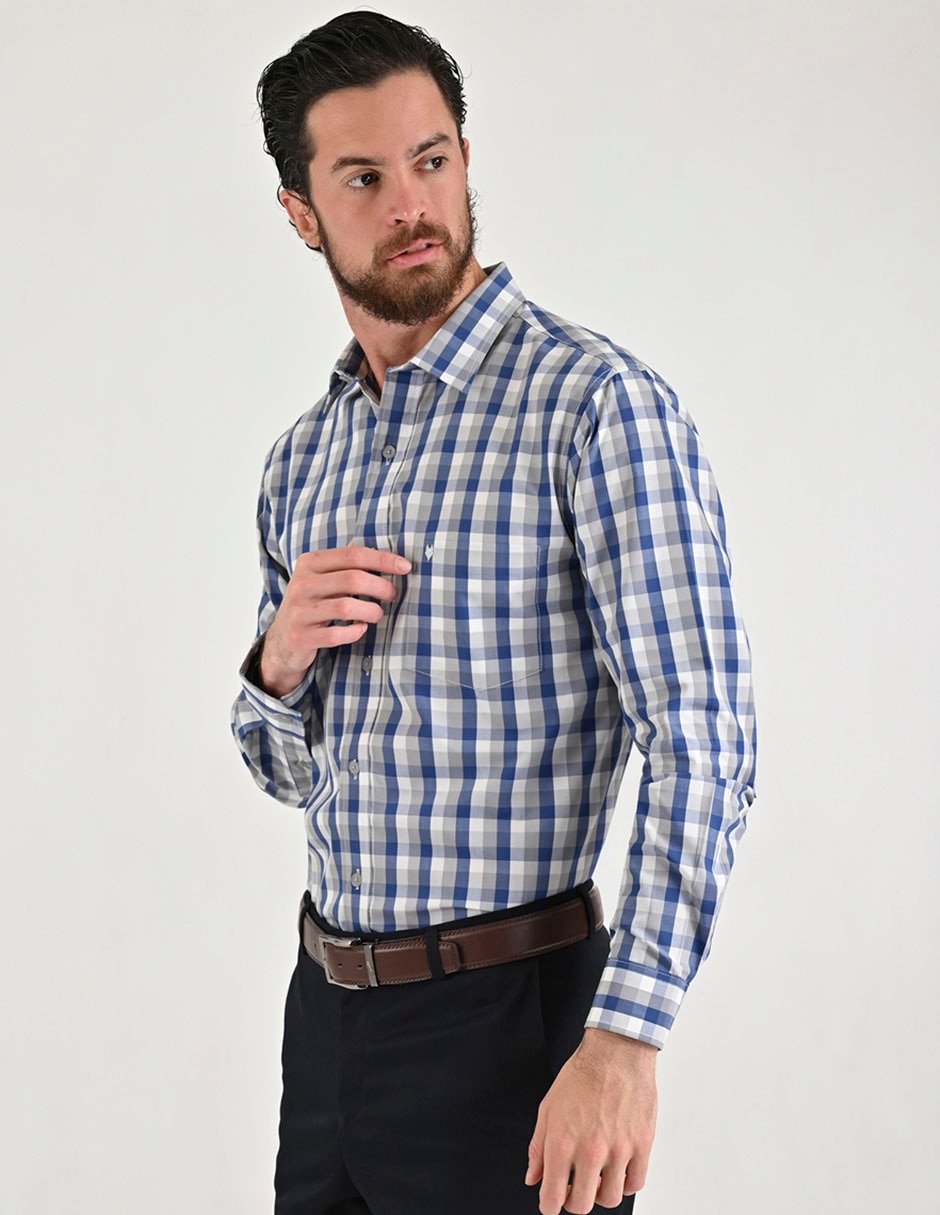 Camisa casual yale de algodón manga larga para hombre