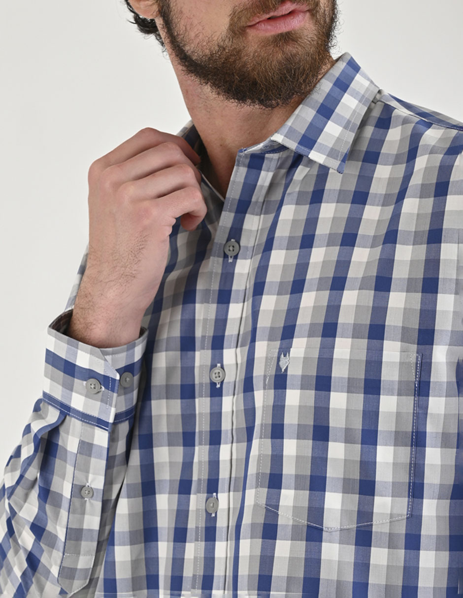 Camisa casual yale de algodón manga larga para hombre