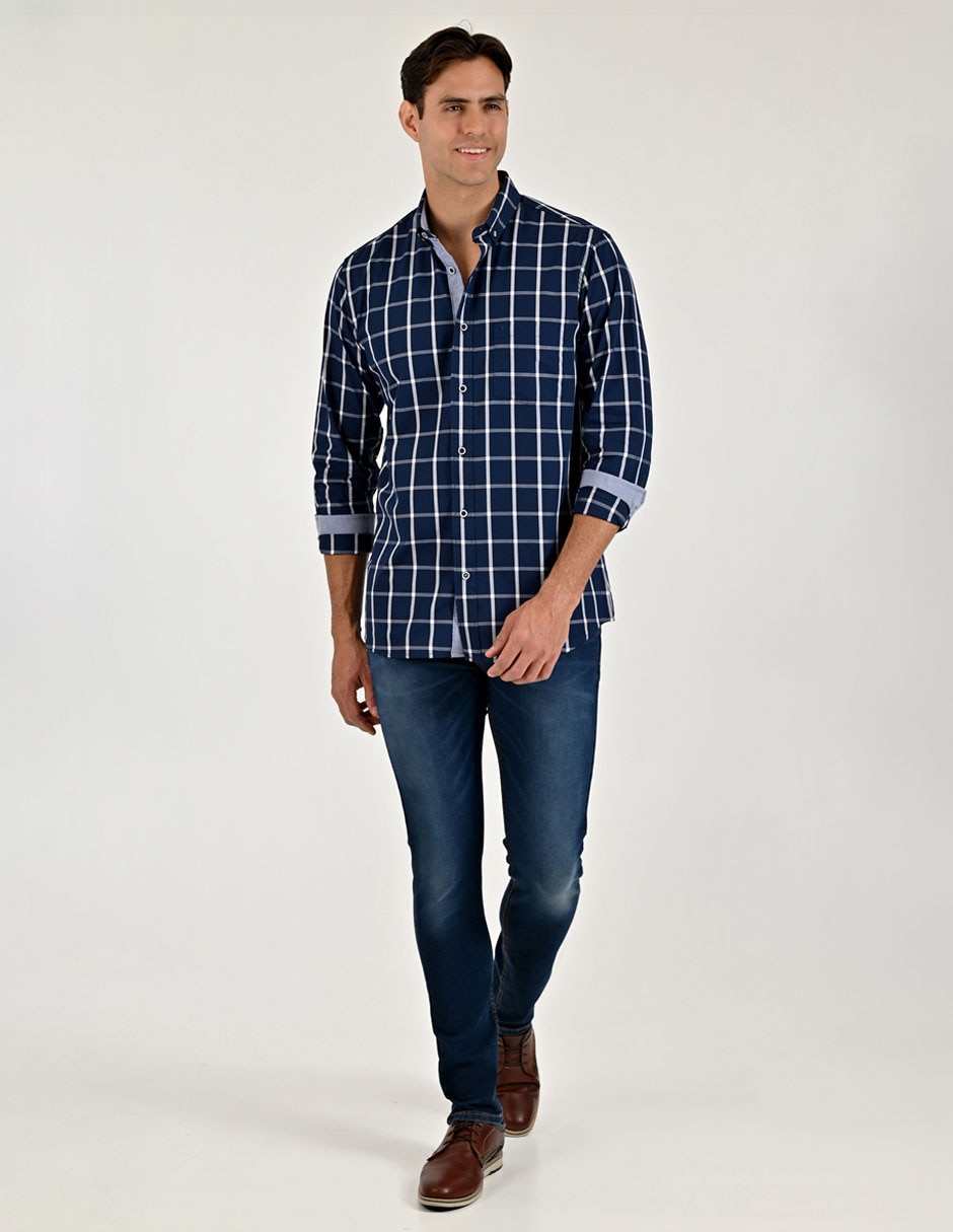 Camisa casual de algodón manga larga para hombre 4