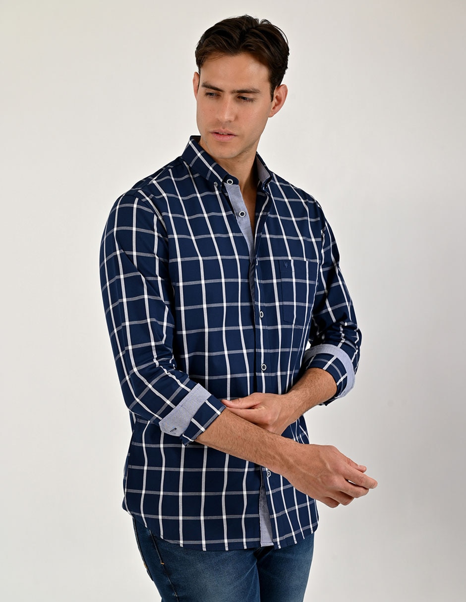 Camisa casual de algodón manga larga para hombre 2