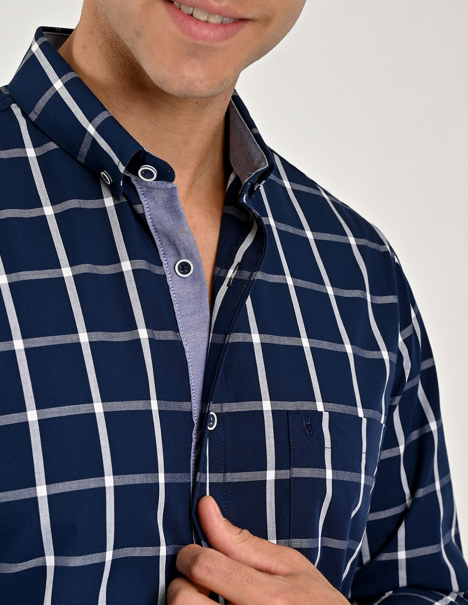 Camisa casual de algodón manga larga para hombre 7