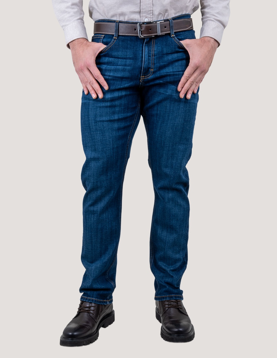 Jeans slim lavado whisker para hombre 2