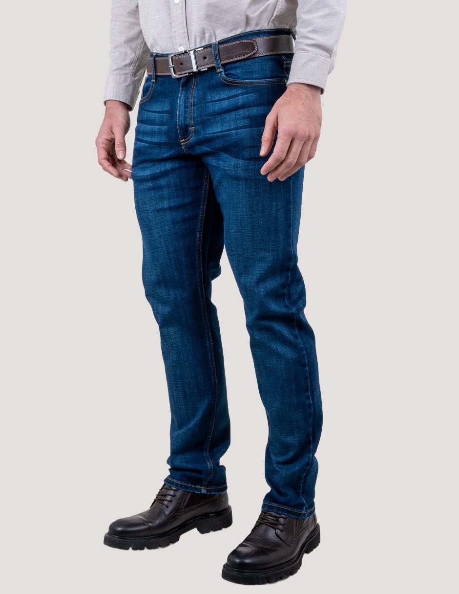 Jeans slim lavado whisker para hombre 3