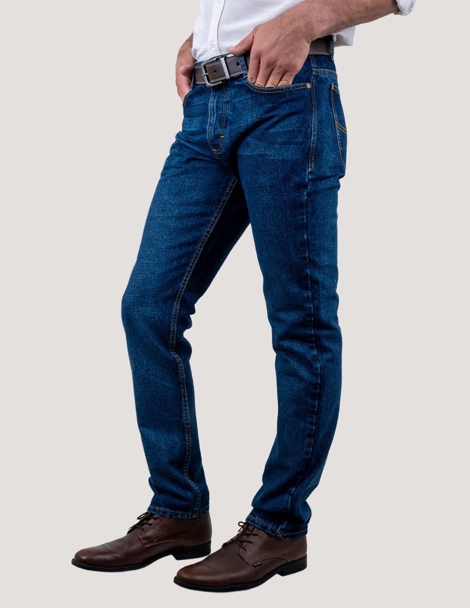 Jeans slim lavado whisker para hombre 3