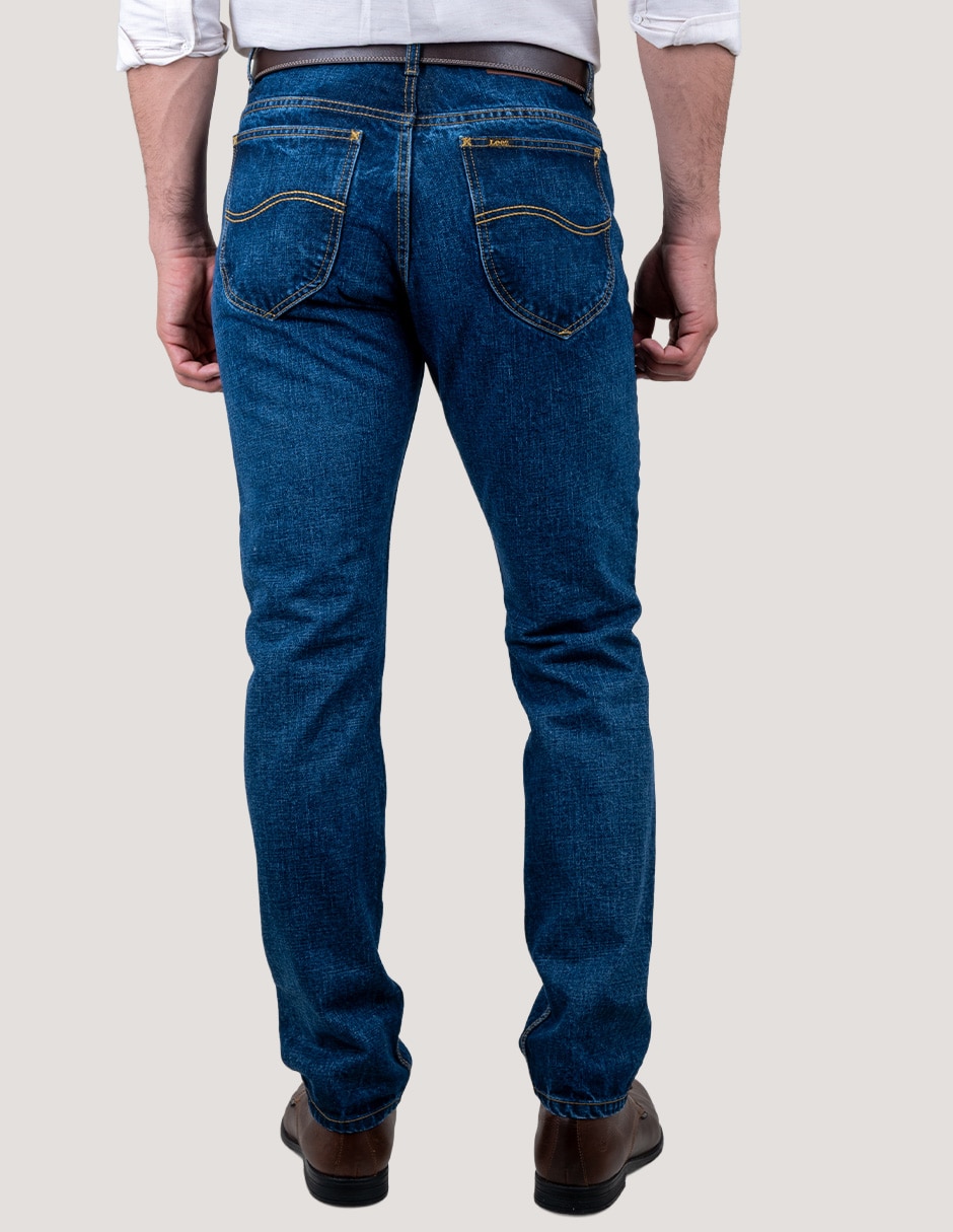 Jeans slim lavado whisker para hombre 4