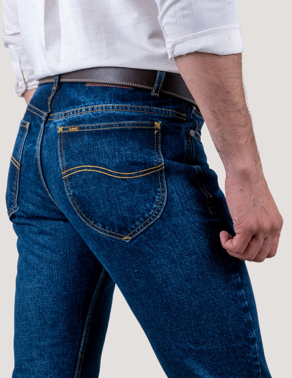 Jeans slim lavado whisker para hombre 5
