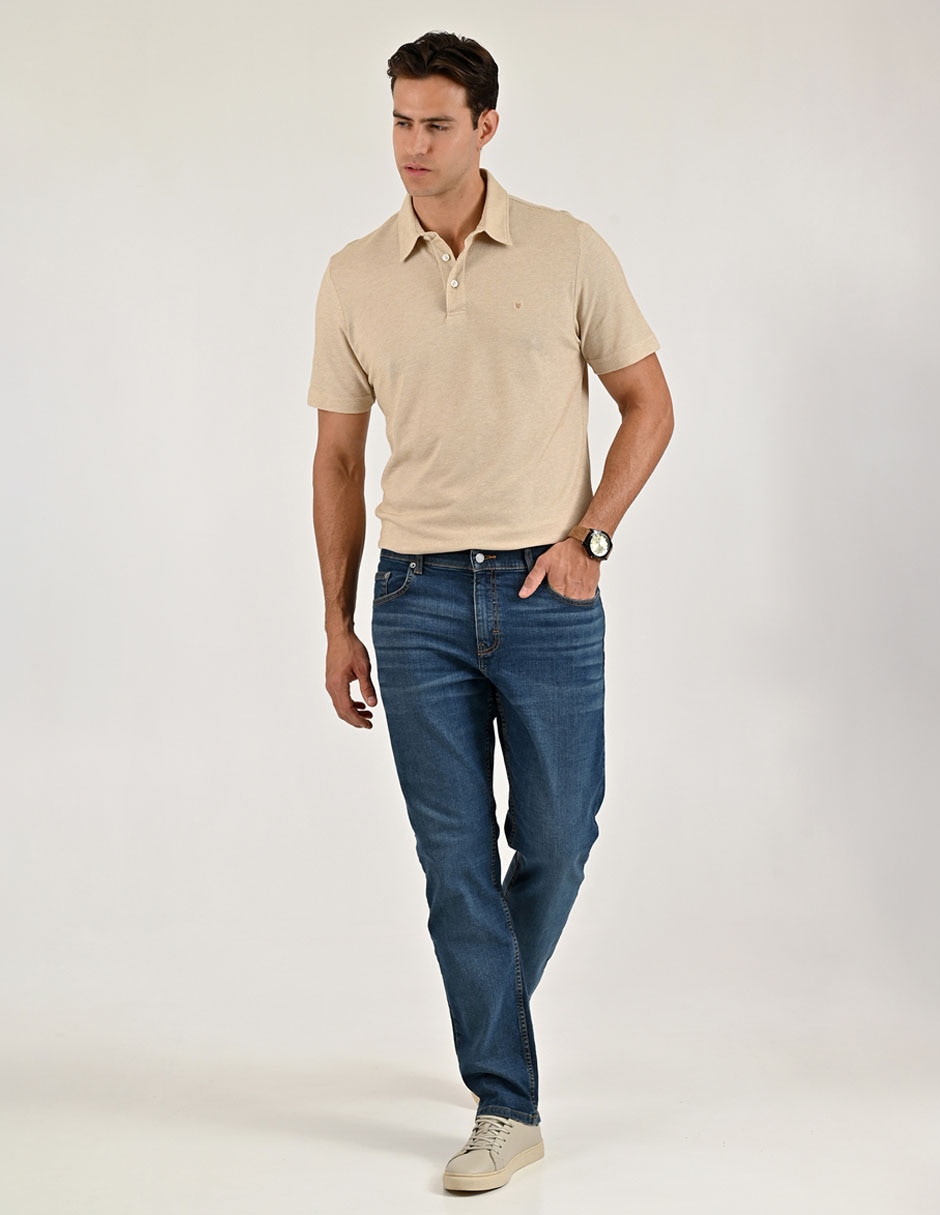 Jeans regular lavado whisker para hombre 4
