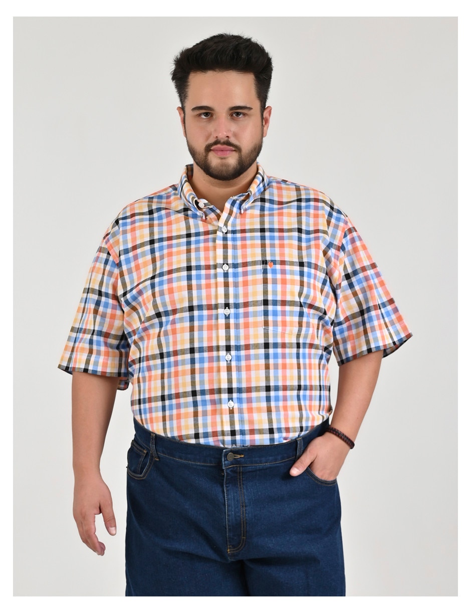Camisa casual de algodón manga corta para hombre