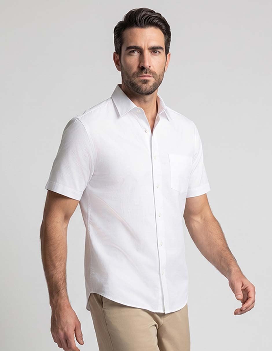 Camisa casual de algodón manga corta para hombre