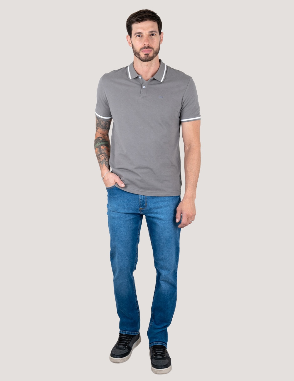 Jeans slim lavado whisker para hombre
