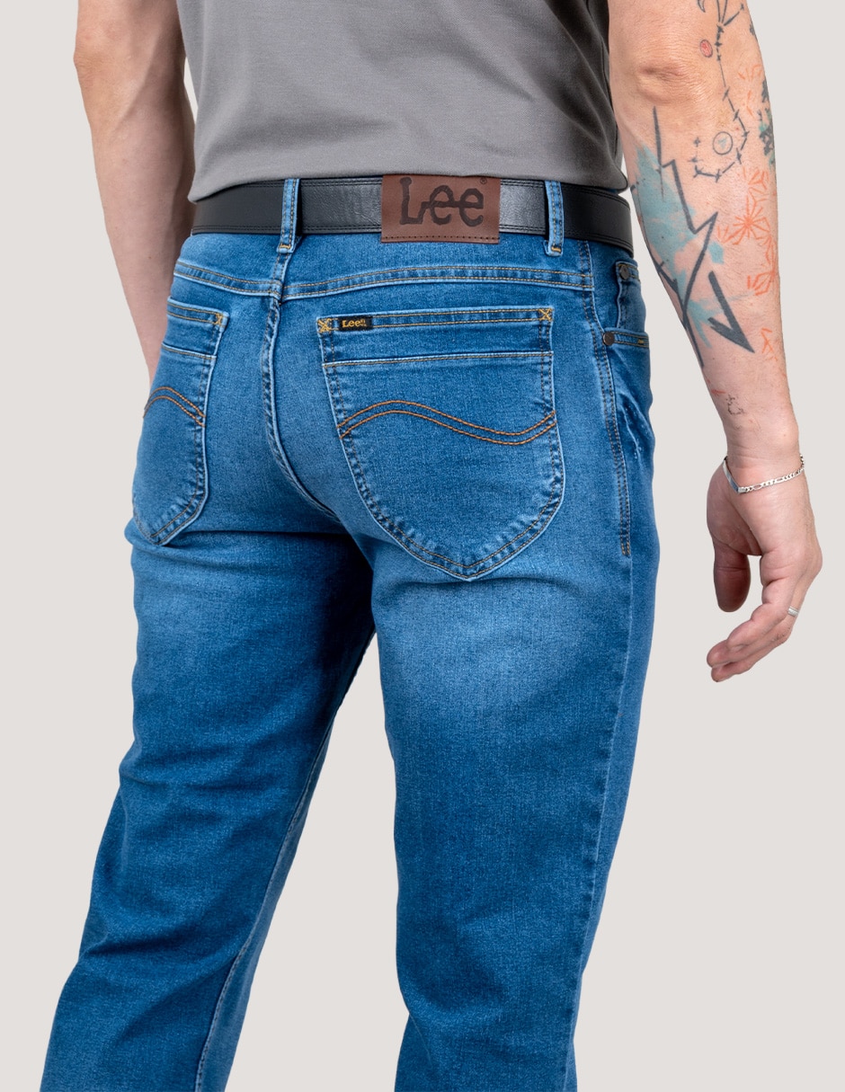 Jeans slim lavado whisker para hombre 5