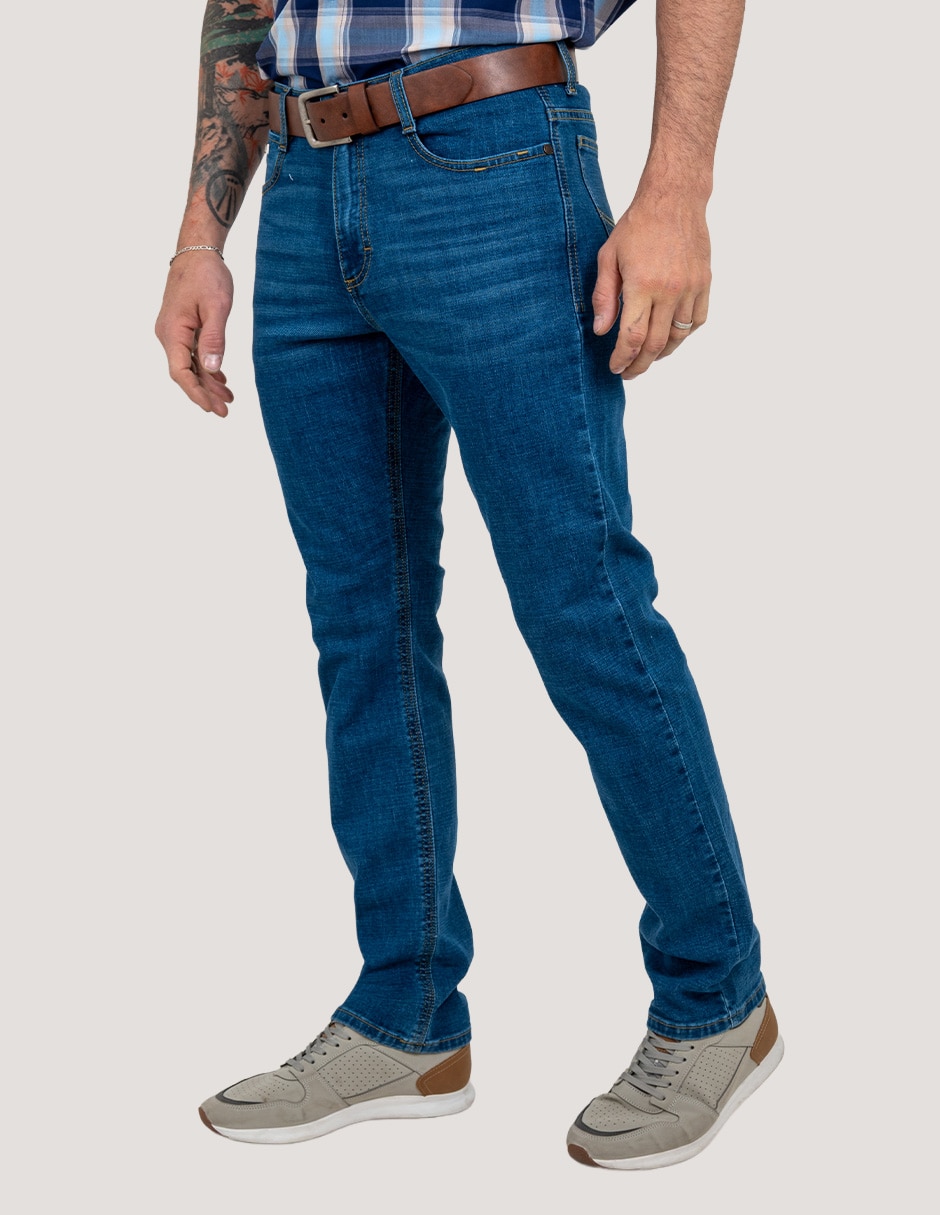 Jeans regular lavado whisker para hombre 3