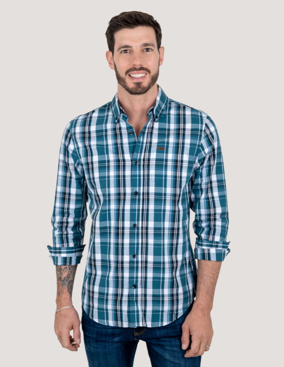 Camisa casual de algodón manga larga para hombre 2