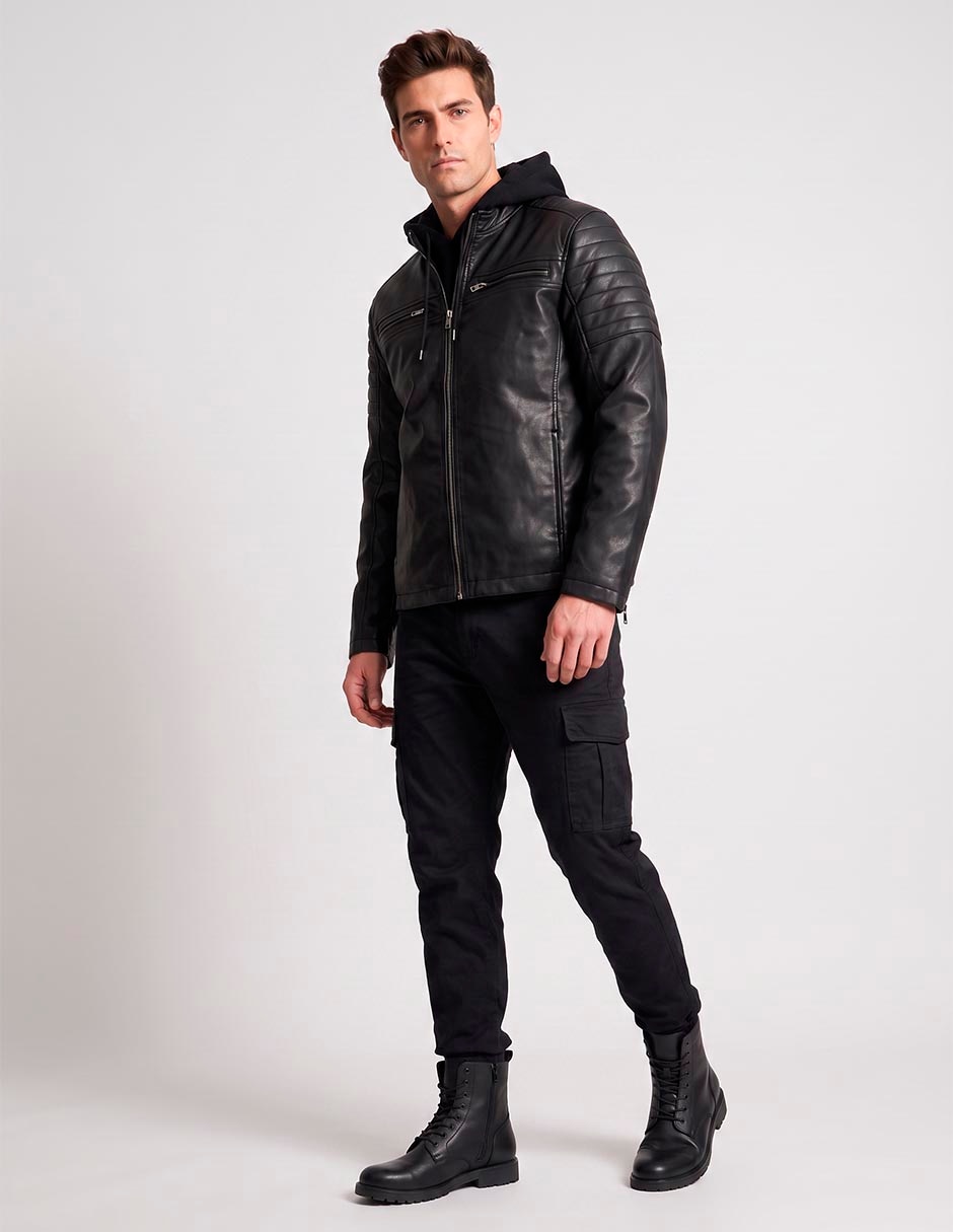Chamarra casual con capucha desmontable para hombre 3