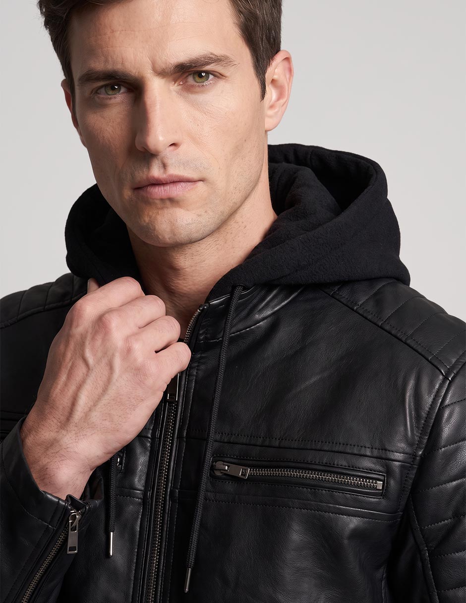 Chamarra casual con capucha desmontable para hombre 2