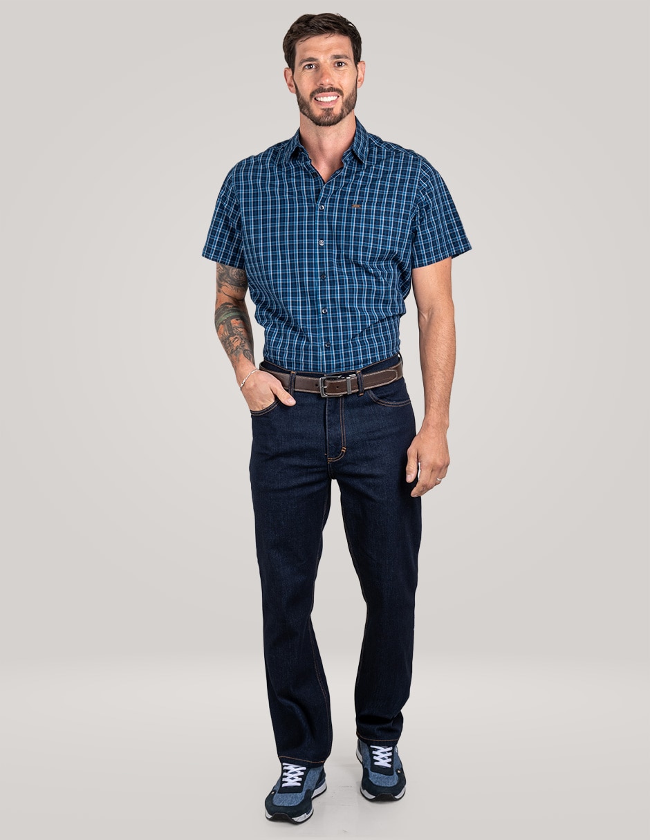 Jeans regular lavado whisker para hombre