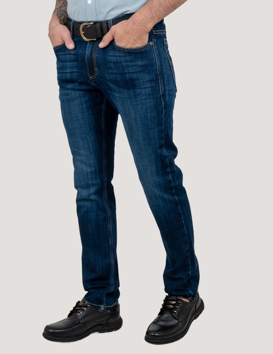 Jeans slim lavado whisker para hombre 3
