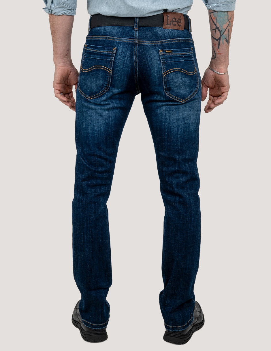 Jeans slim lavado whisker para hombre 4