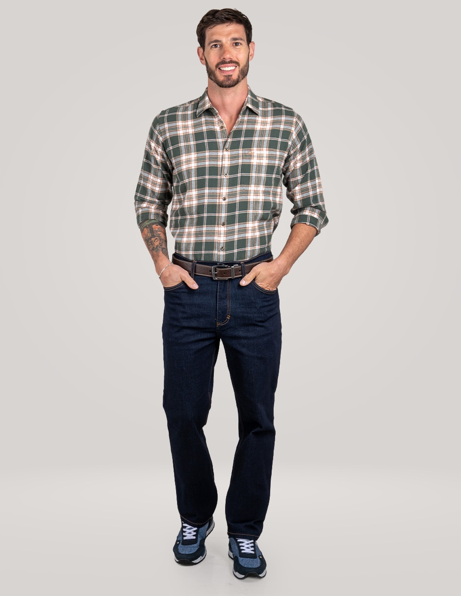 Camisa casual de algodón manga larga para hombre