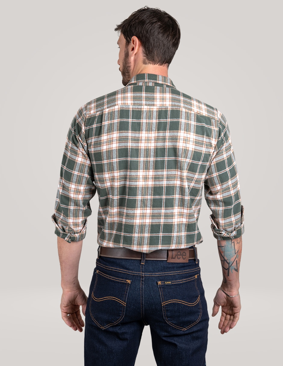 Camisa casual de algodón manga larga para hombre 4