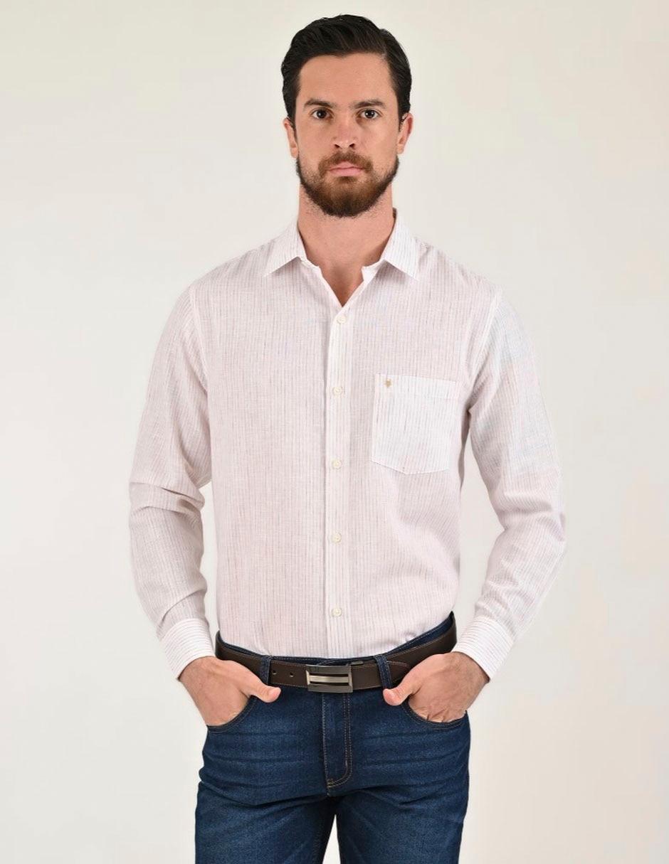 Camisa casual manga larga para hombre