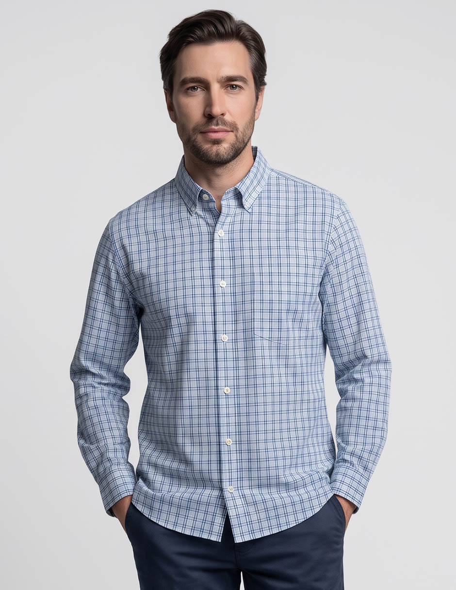 Camisa casual de algodón manga larga para hombre Camisa casual de algodón manga larga para hombre