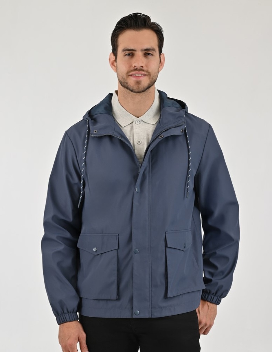 Chamarra rompevientos impermeable con bolsillos para hombre