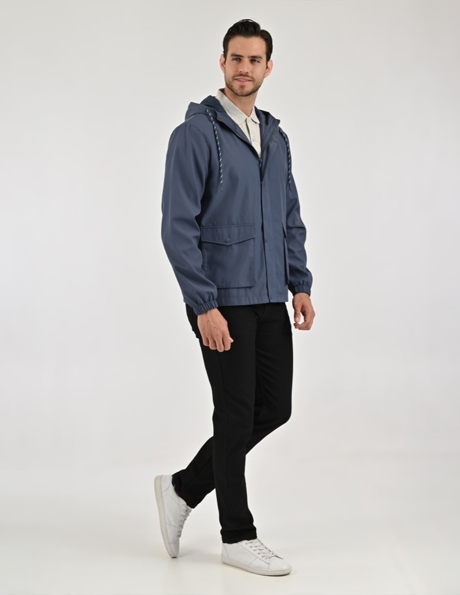 Chamarra rompevientos impermeable con bolsillos para hombre