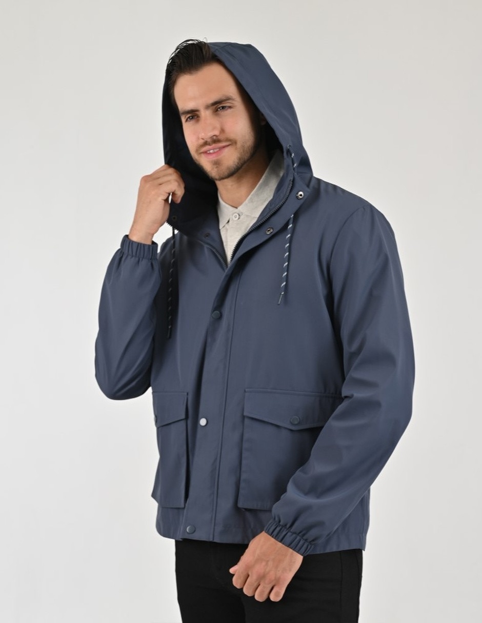 Chamarra rompevientos impermeable con bolsillos para hombre