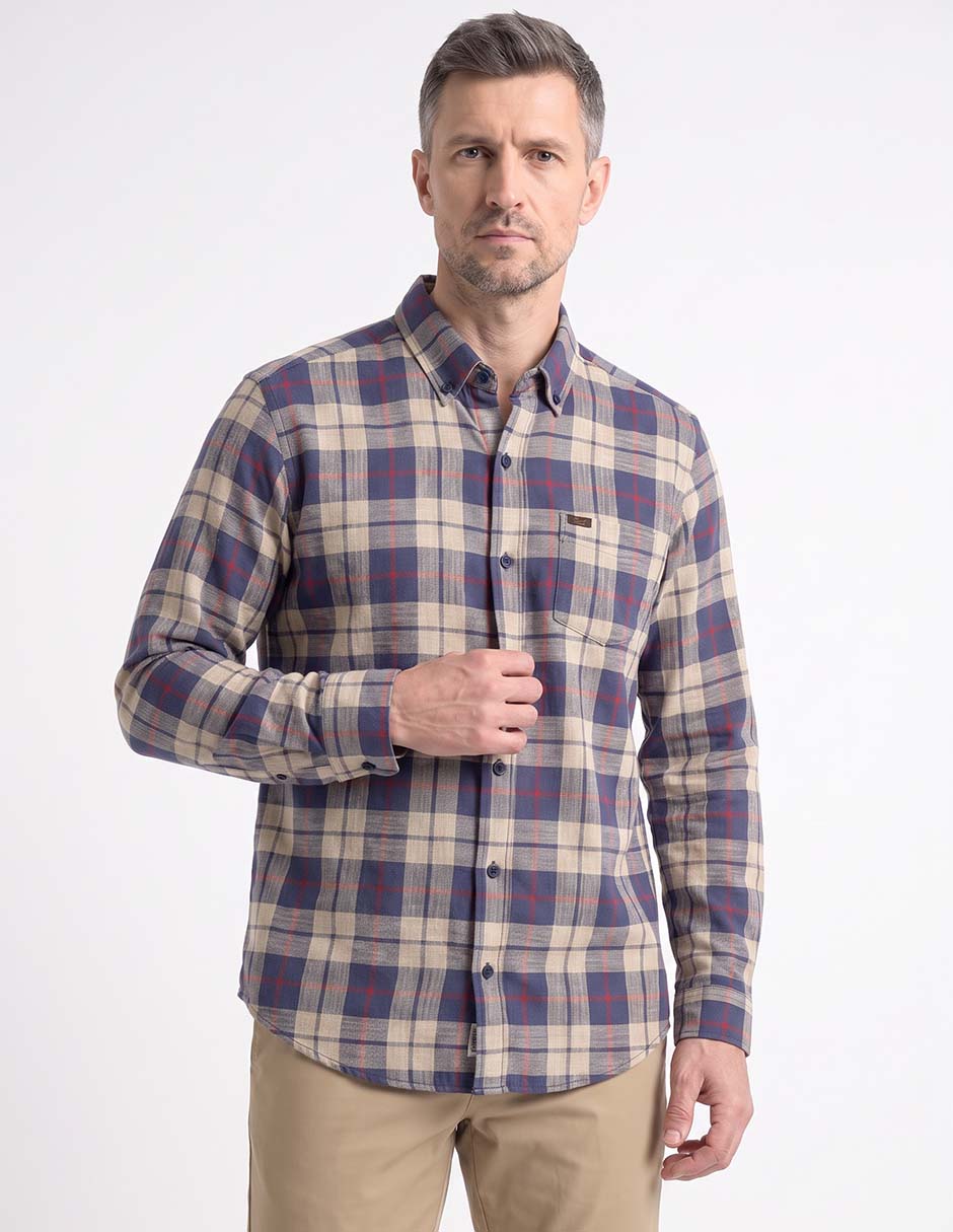 Camisa casual de algodón manga larga para hombre Camisa casual de algodón manga larga para hombre