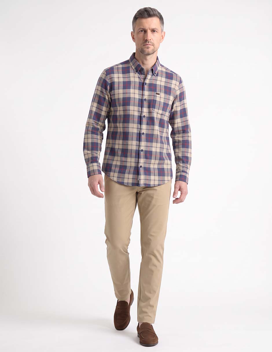 Camisa casual de algodón manga larga para hombre