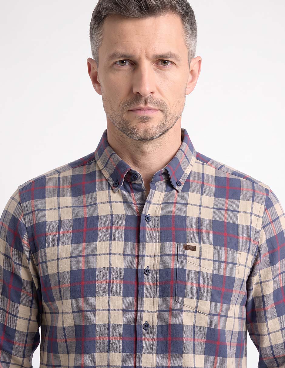 Camisa casual de algodón manga larga para hombre