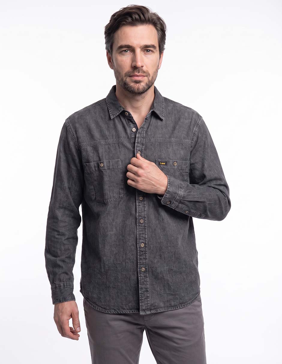 Camisa casual de algodón manga larga para hombre