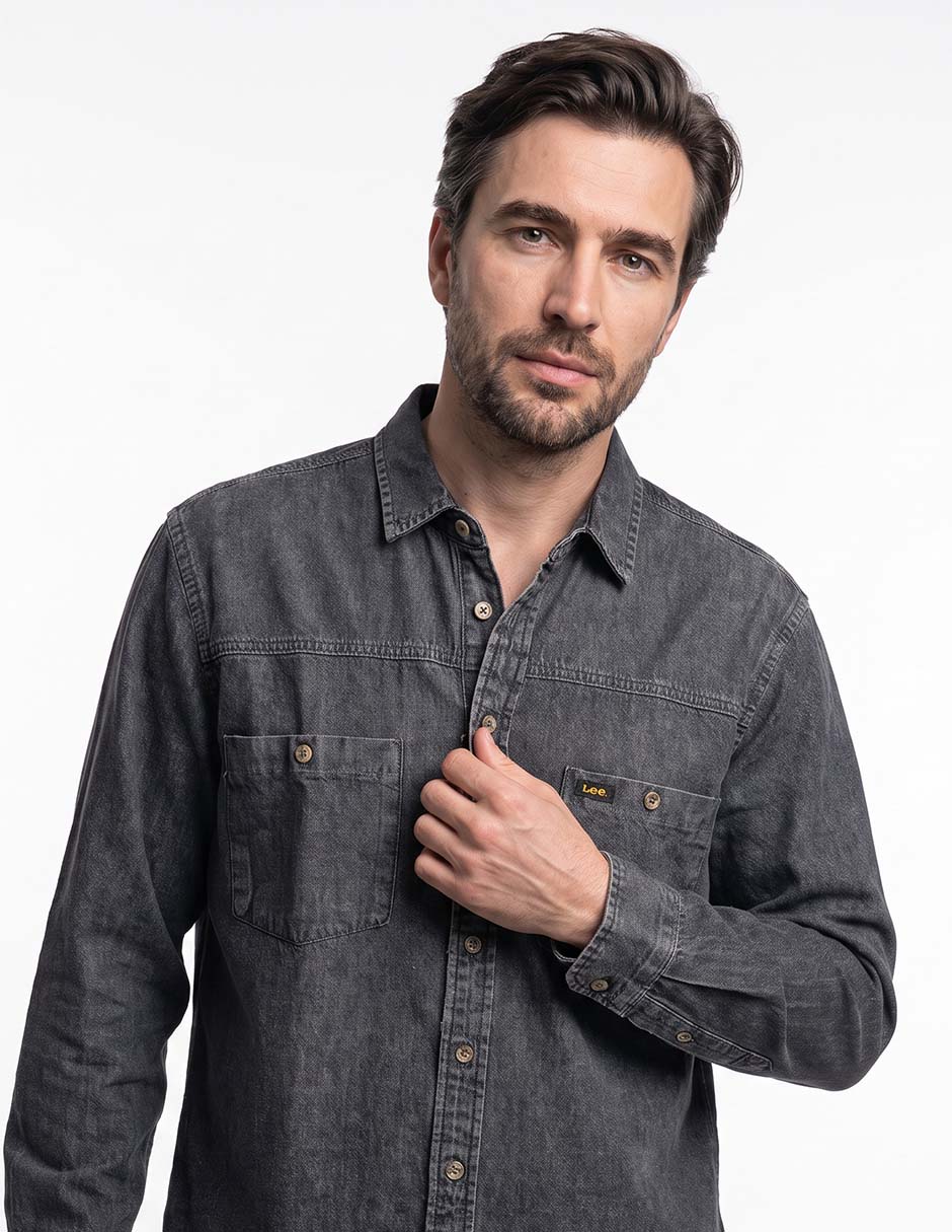 Camisa casual de algodón manga larga para hombre 2