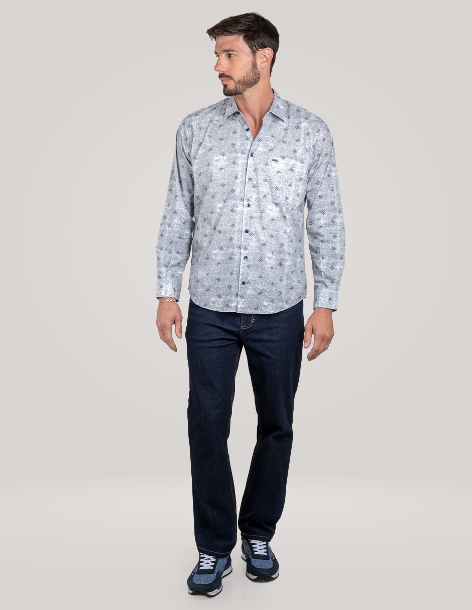 Camisa casual de algodón manga larga para hombre Camisa casual de algodón manga larga para hombre