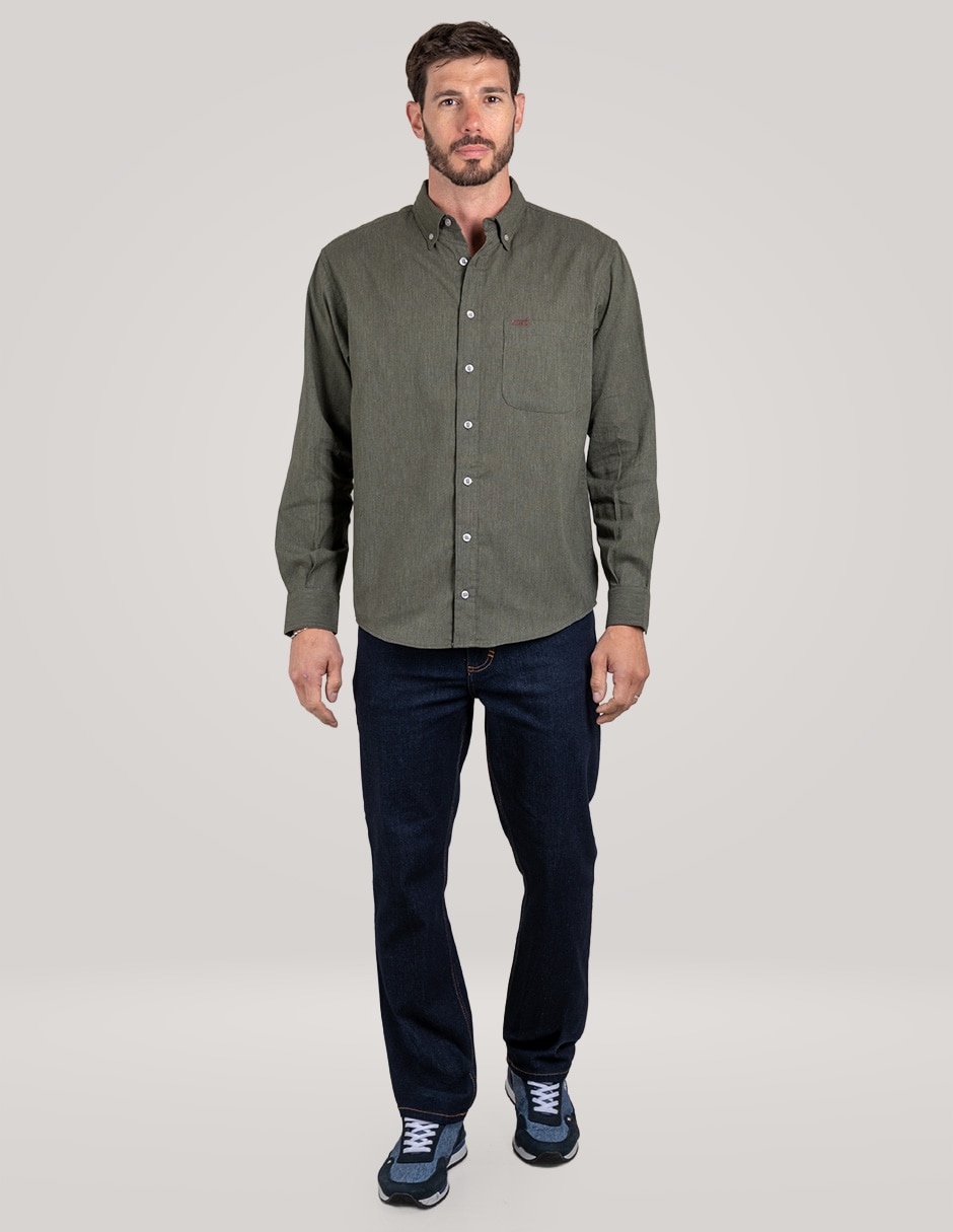 Camisa casual de algodón manga larga para hombre Camisa casual de algodón manga larga para hombre
