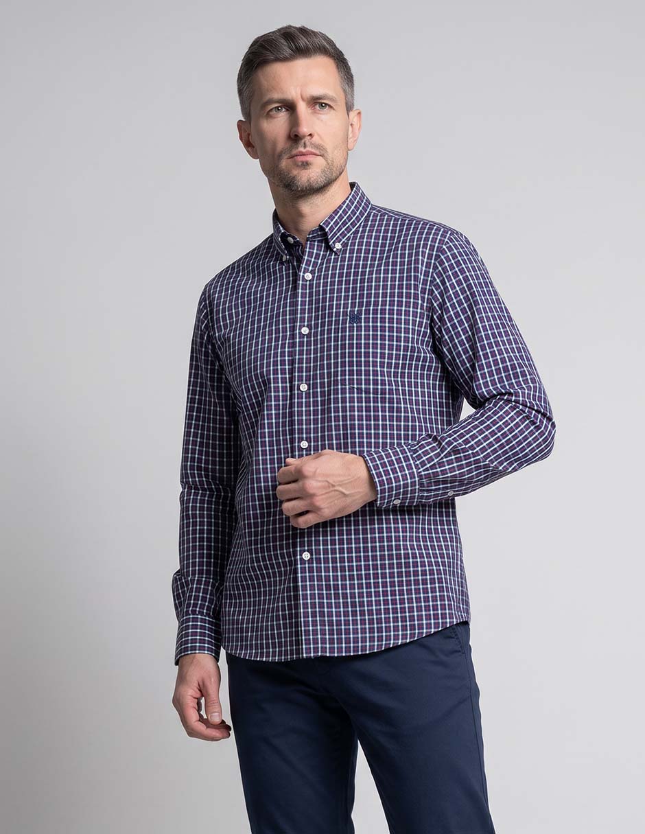 Camisa casual de algodón manga larga para hombre Camisa casual de algodón manga larga para hombre