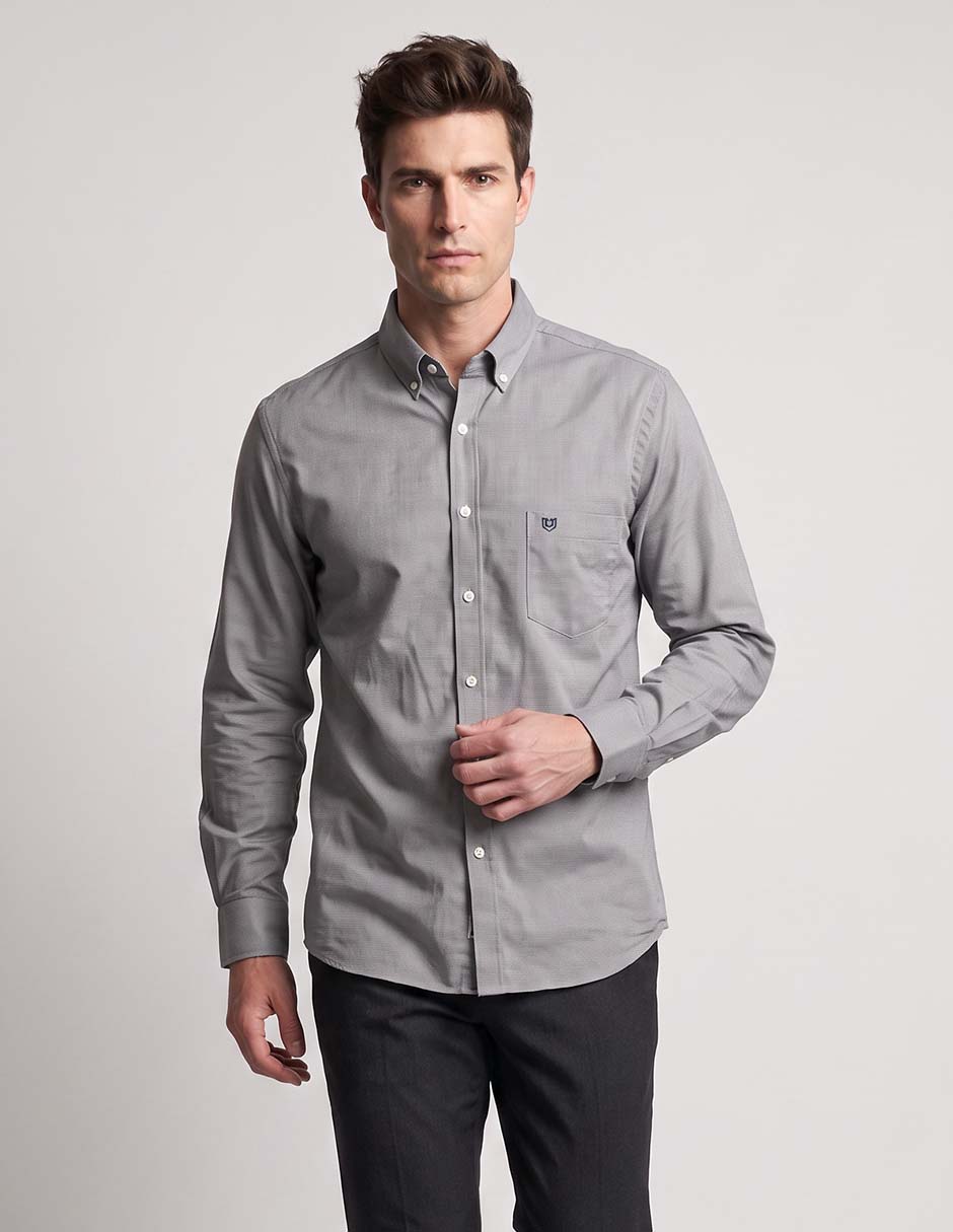 Camisa casual de algodón manga larga para hombre