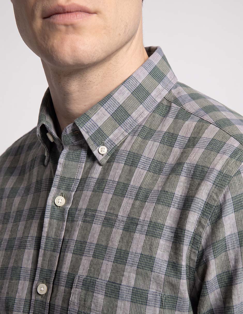 Camisa casual de algodón manga larga para hombre