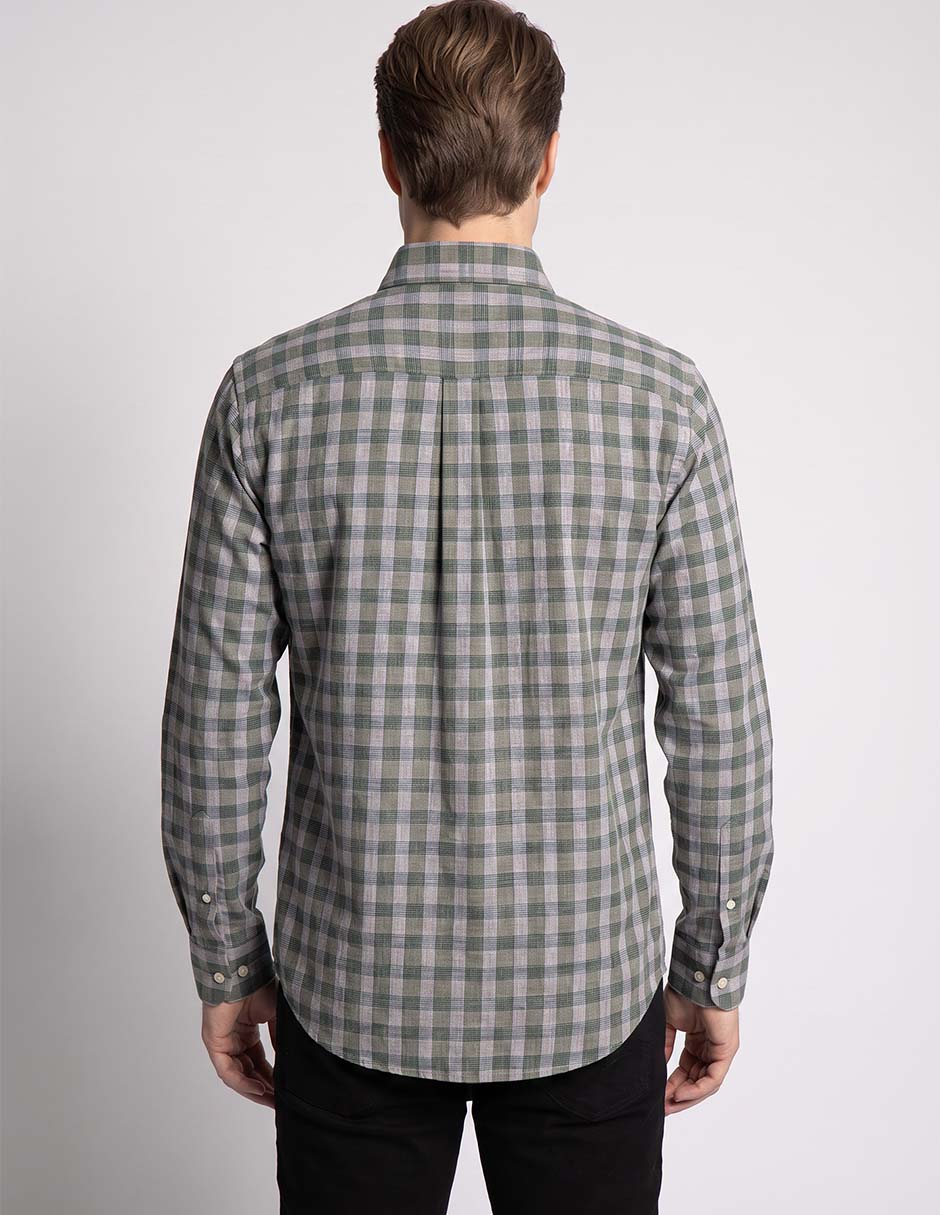 Camisa casual de algodón manga larga para hombre