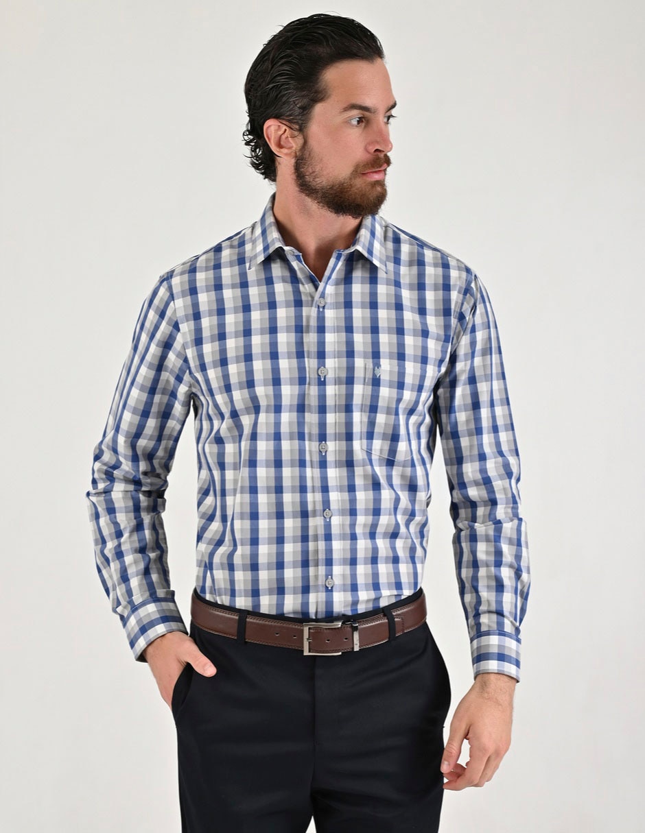 Camisa/sobrecamisa casual de algodón manga larga para hombre