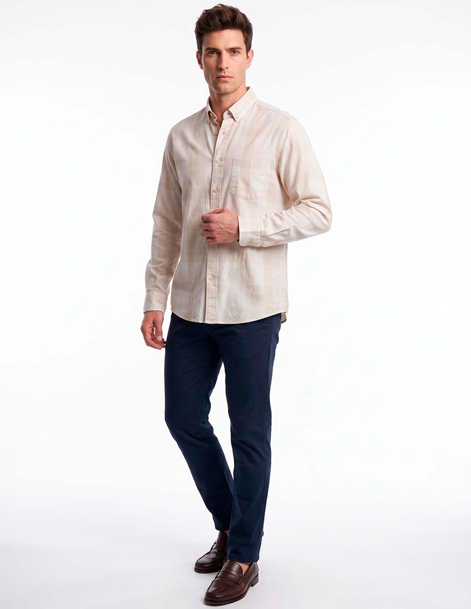 Camisa casual de algodón manga larga para hombre Camisa casual de algodón manga larga para hombre