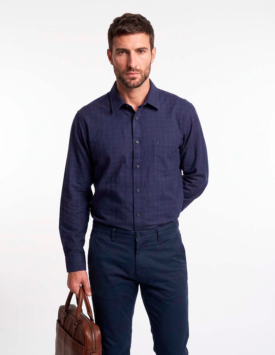 Camisa casual de algodón manga larga para hombre