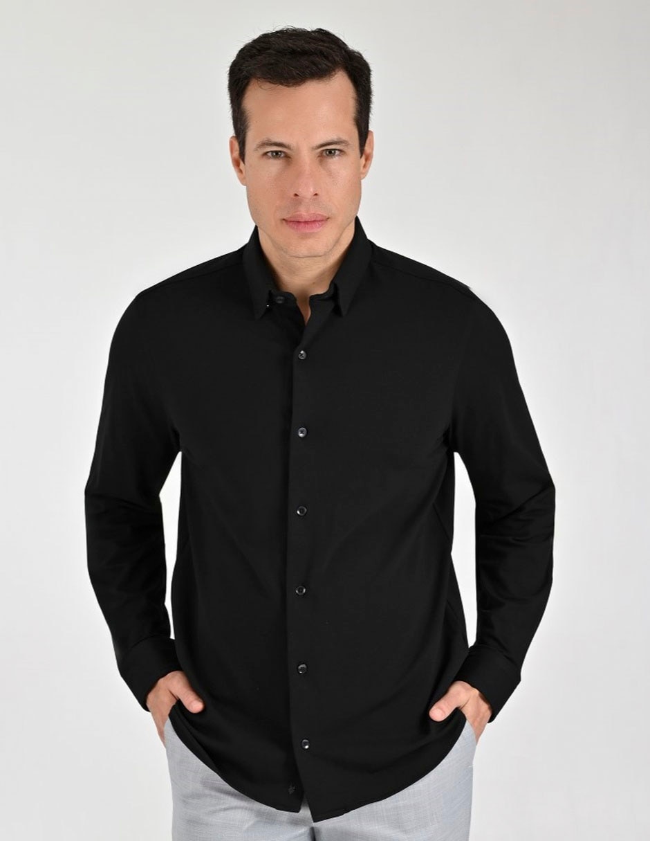 Camisa casual de algodón manga larga para hombre 1